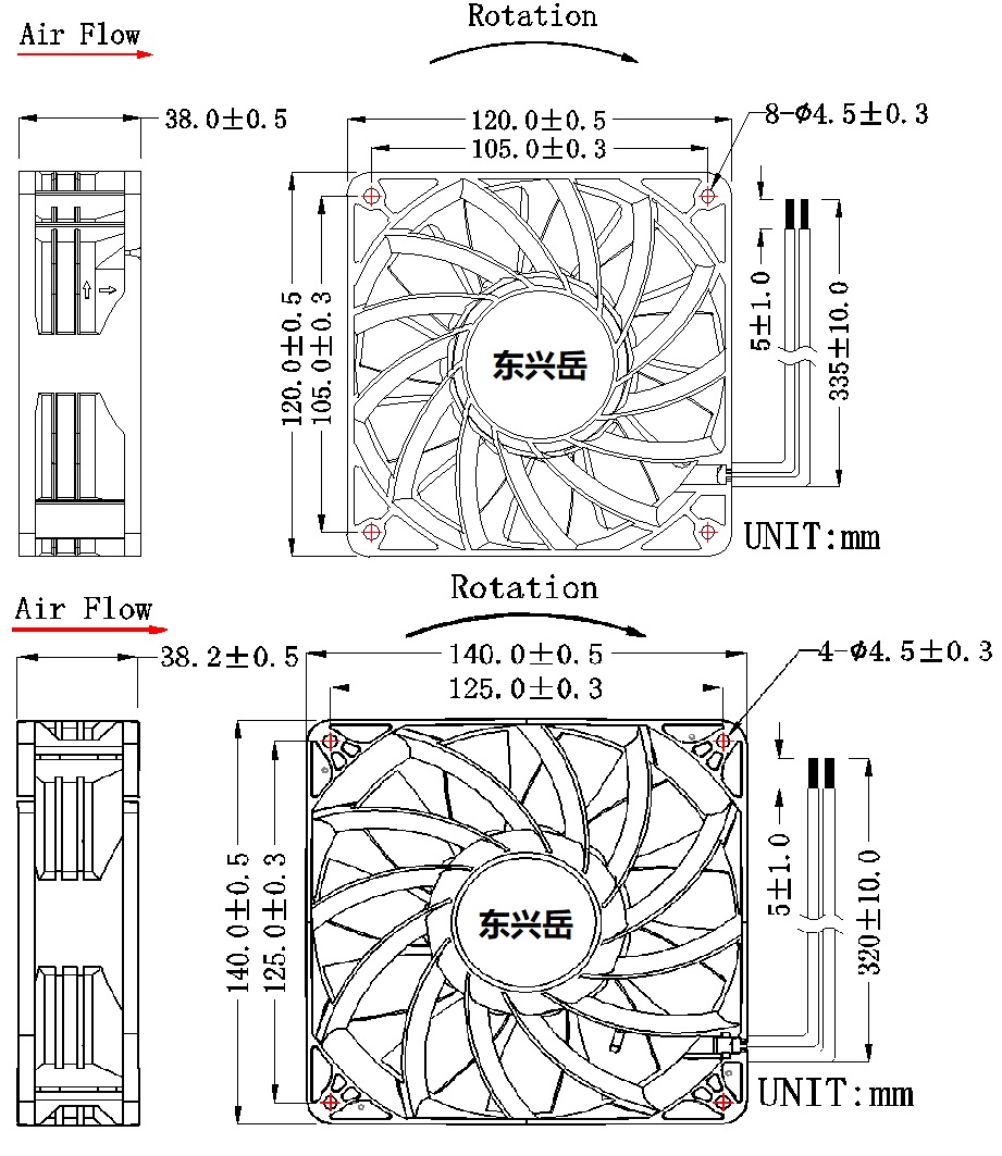 12cm与24cm风扇尺寸